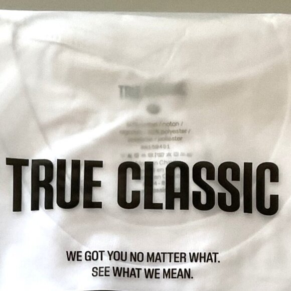 TRUE CLASSIC WHITE SHORT SLEEVE CREW NECK TEE SHIRT - Picture 3 of 5